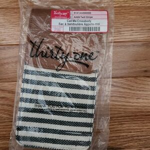 Thirty-One Twill Stripe  Call Me Crossbody Bag